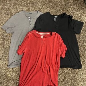 Levi's Short Sleeve Henley Shirts - Black, Gray, Red